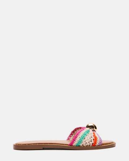 Steve Madden DIPSY Multi Raffia Slide Rounded Toe Women's Sandal