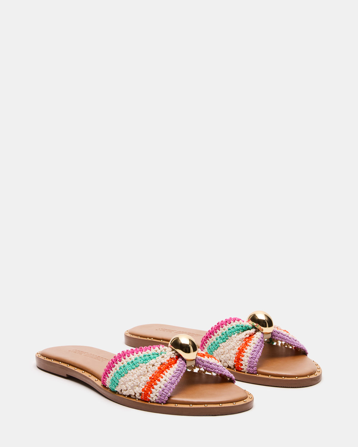 Steve Madden DIPSY Multi Raffia Slide Rounded Toe Women's Sandal