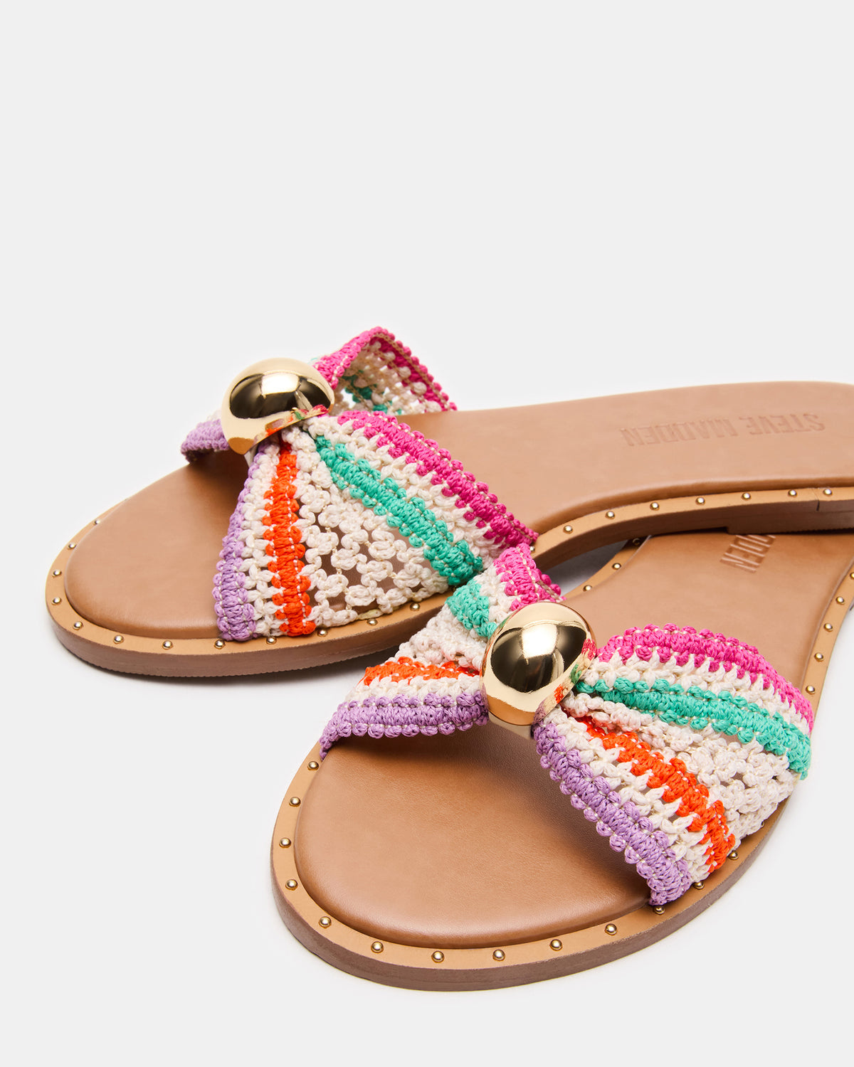 Steve Madden DIPSY Multi Raffia Slide Rounded Toe Women's Sandal