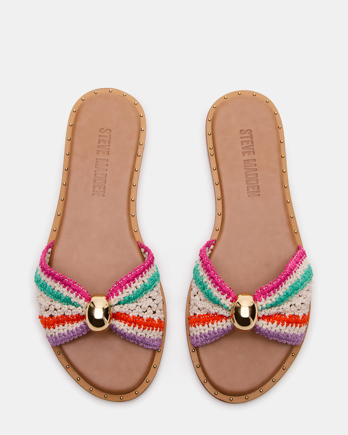 Steve Madden DIPSY Multi Raffia Slide Rounded Toe Women's Sandal
