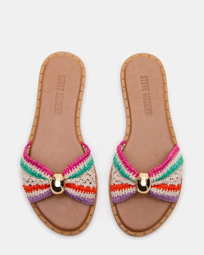 Steve Madden DIPSY Multi Raffia Slide Rounded Toe Women's Sandal