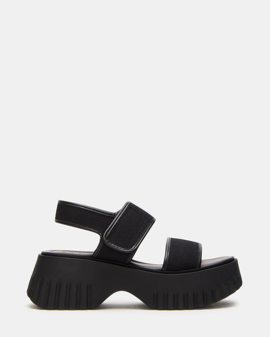 Steve Madden GROVER Black/Black Women's Square-Toe Platform Sandal