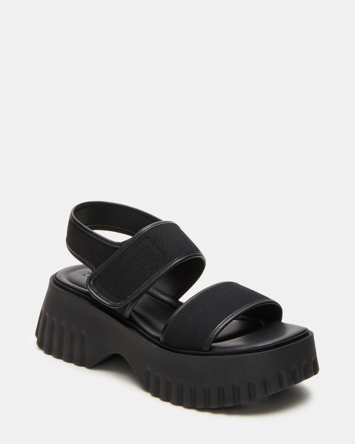Steve Madden GROVER Black/Black Women's Square-Toe Platform Sandal