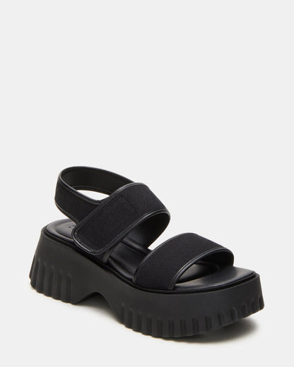 Steve Madden GROVER Black/Black Women's Square-Toe Platform Sandal