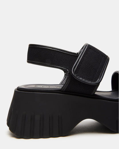 Steve Madden GROVER Black/Black Women's Square-Toe Platform Sandal