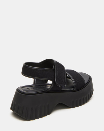 Steve Madden GROVER Black/Black Women's Square-Toe Platform Sandal