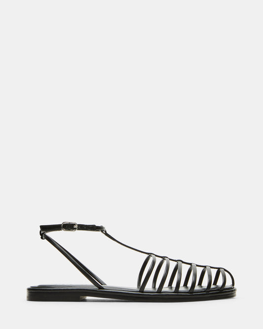Steve Madden MARIN Black Flat Strappy Fisherman Women's Sandal