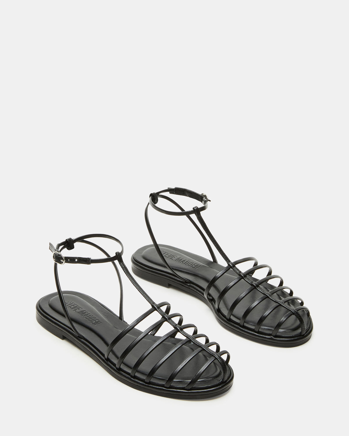 Steve Madden MARIN Black Flat Strappy Fisherman Women's Sandal