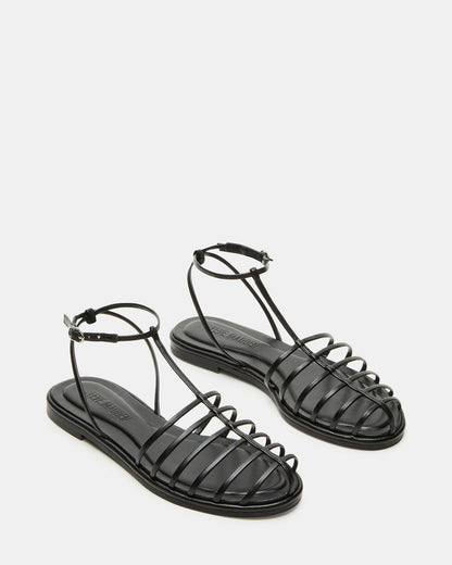 Steve Madden MARIN Black Flat Strappy Fisherman Women's Sandal