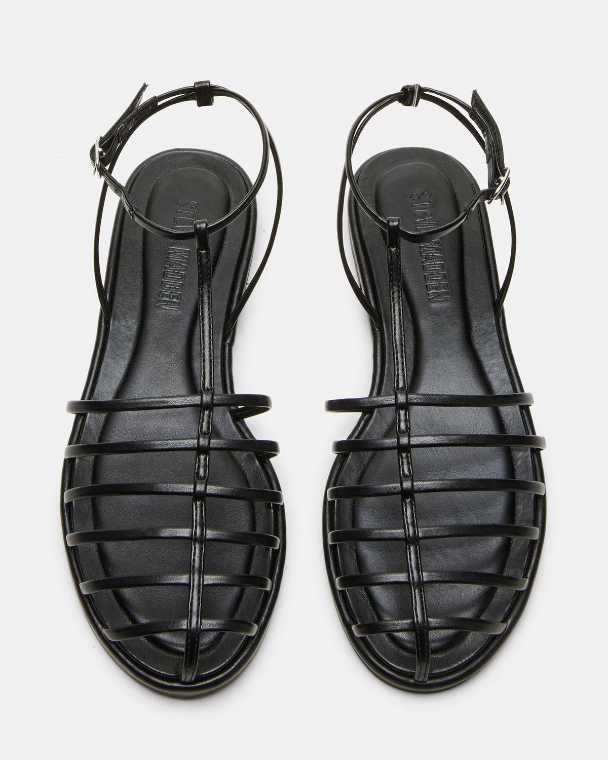 Steve Madden MARIN Black Flat Strappy Fisherman Women's Sandal