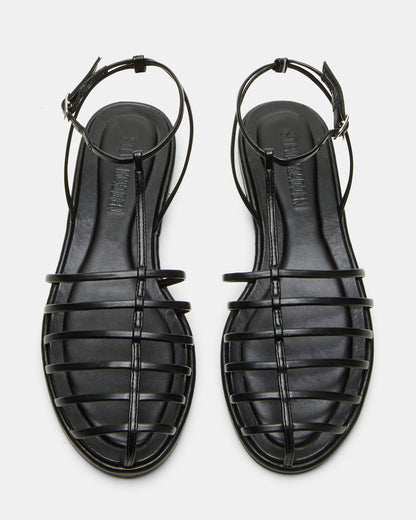 Steve Madden MARIN Black Flat Strappy Fisherman Women's Sandal