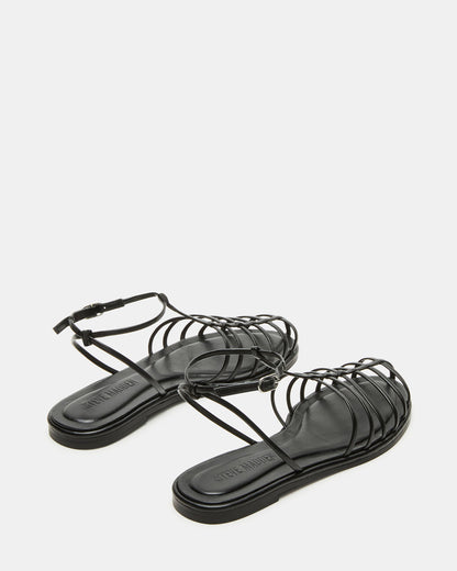 Steve Madden MARIN Black Flat Strappy Fisherman Women's Sandal