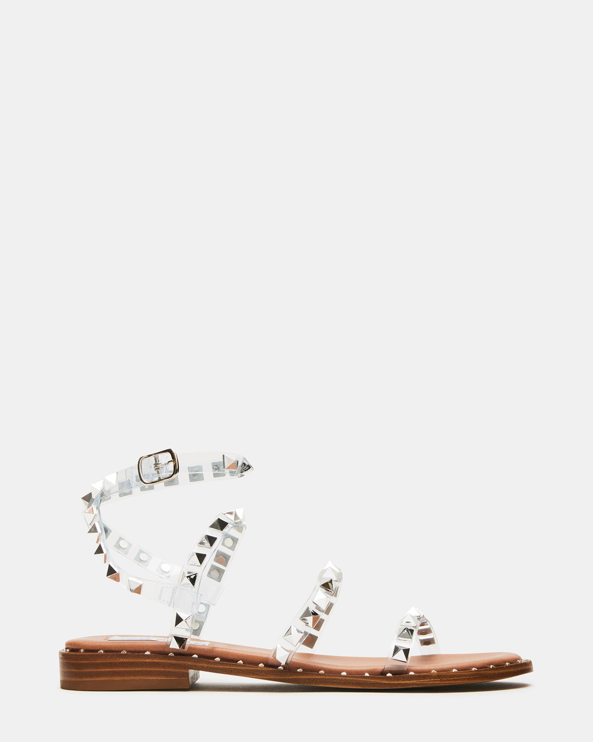 Steve Madden TRAVEL Clear Women's Studded Strappy Sandal