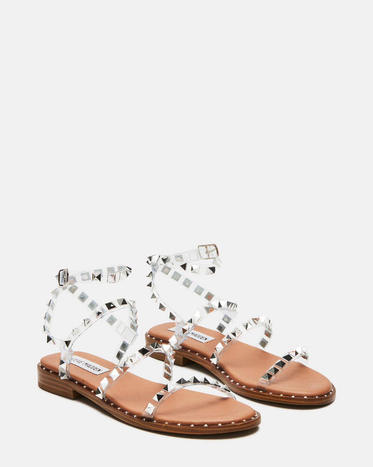Steve Madden TRAVEL Clear Women's Studded Strappy Sandal
