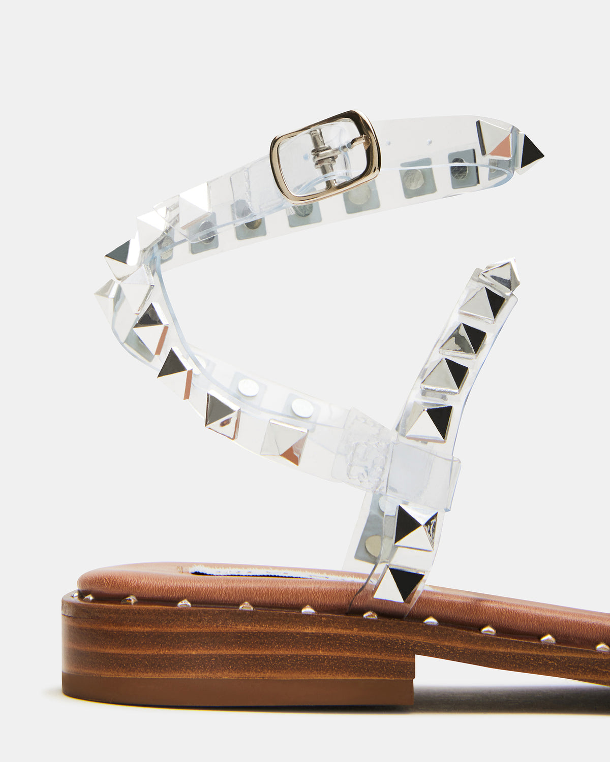 Steve Madden TRAVEL Clear Women's Studded Strappy Sandal