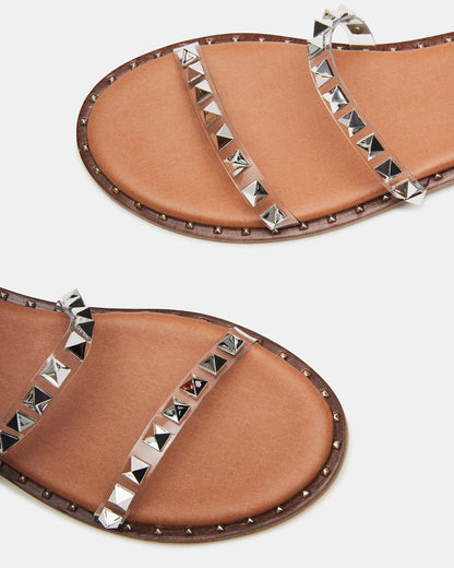 Steve Madden TRAVEL Clear Women's Studded Strappy Sandal