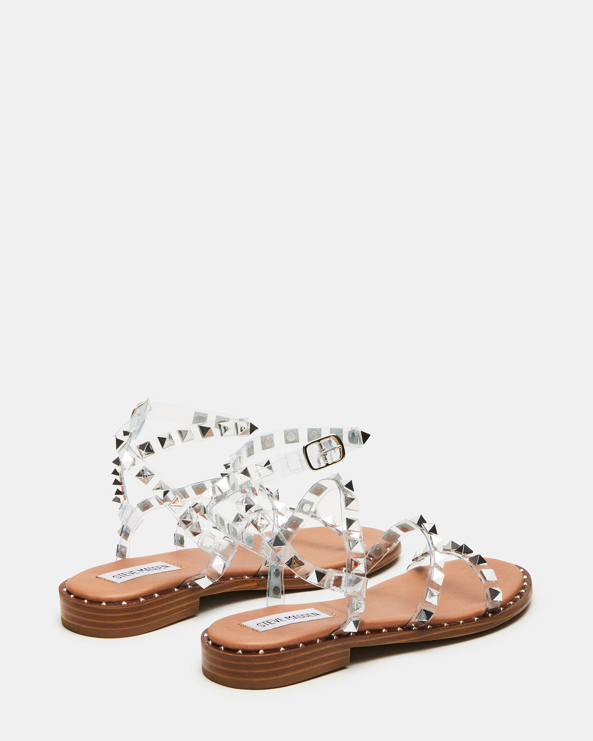 Steve Madden TRAVEL Clear Women's Studded Strappy Sandal