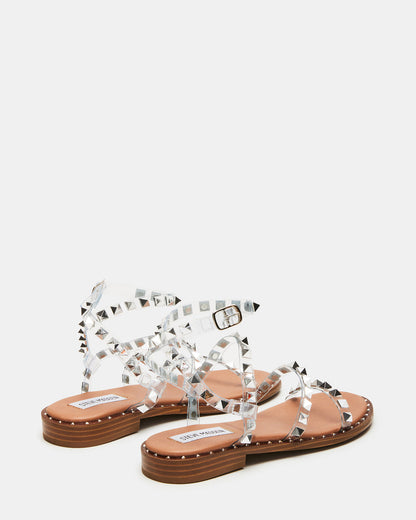 Steve Madden TRAVEL Clear Women's Studded Strappy Sandal