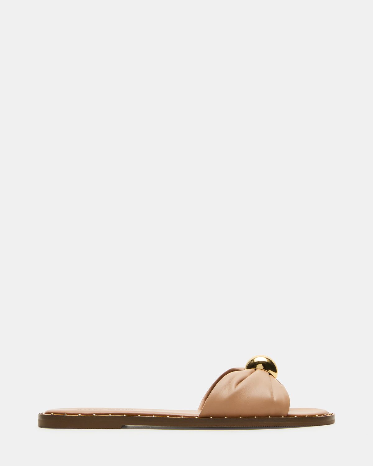 Steve Madden DIPSY Tan Leather Slide Rounded Toe Women's Sandal