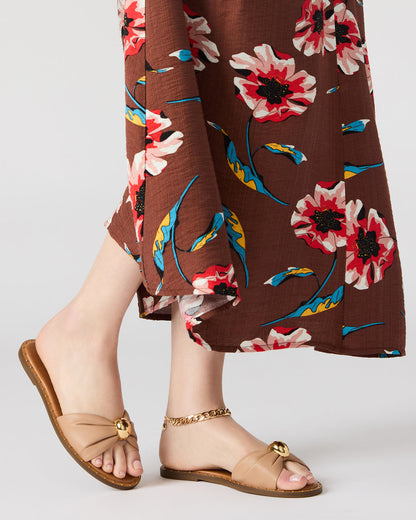 Steve Madden DIPSY Tan Leather Slide Rounded Toe Women's Sandal