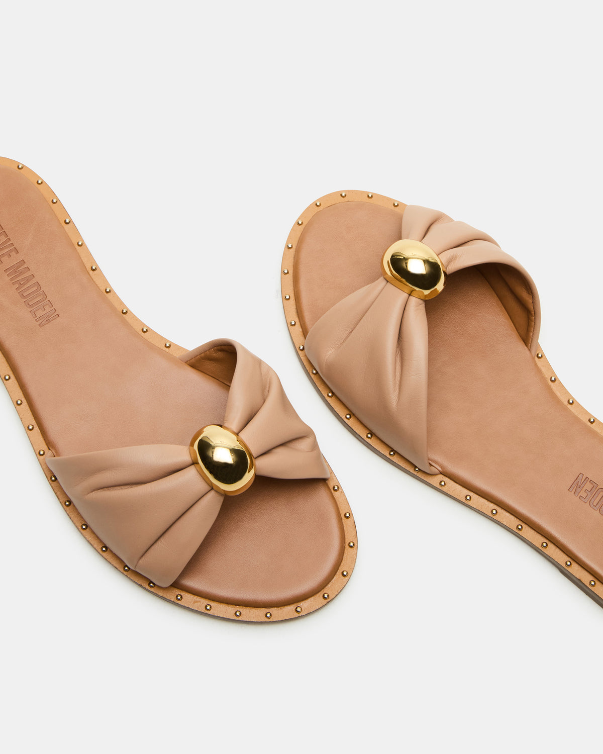 Steve Madden DIPSY Tan Leather Slide Rounded Toe Women's Sandal
