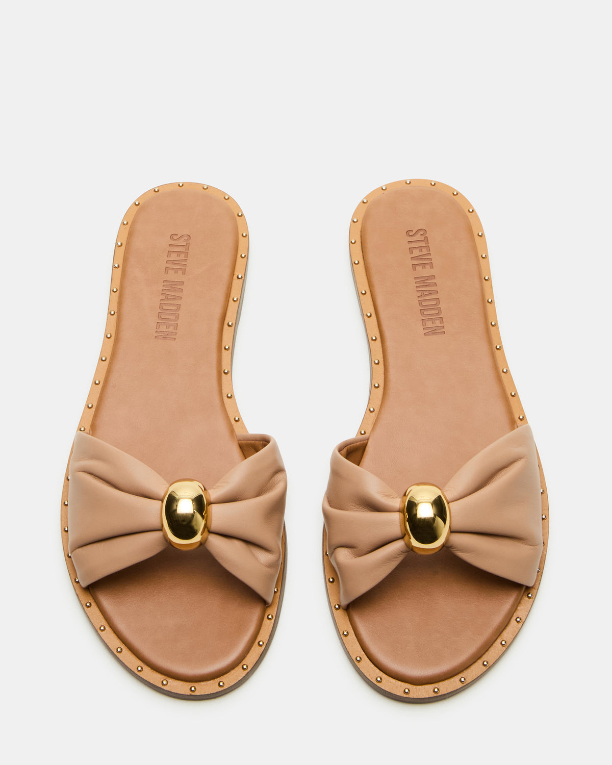 Steve Madden DIPSY Tan Leather Slide Rounded Toe Women's Sandal