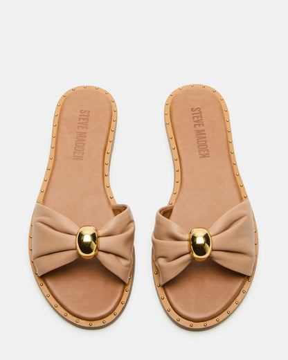 Steve Madden DIPSY Tan Leather Slide Rounded Toe Women's Sandal