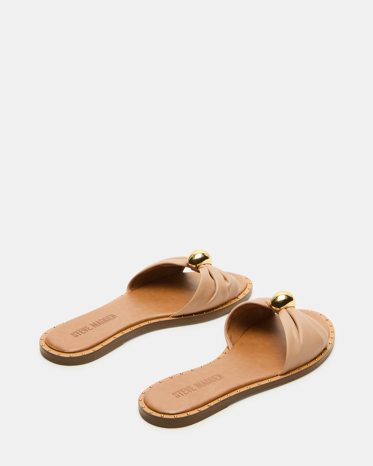 Steve Madden DIPSY Tan Leather Slide Rounded Toe Women's Sandal