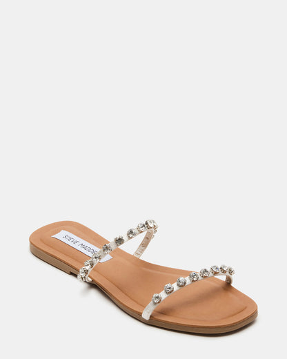 Steve Madden RETREAT Rhinestones Women's Strappy Square-Toe Slide Sandal