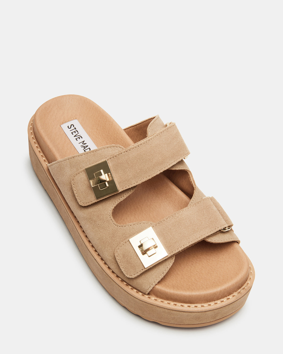 Steve Madden BIGSCHMONA Taupe Suede Women's Platform Slide Sandal