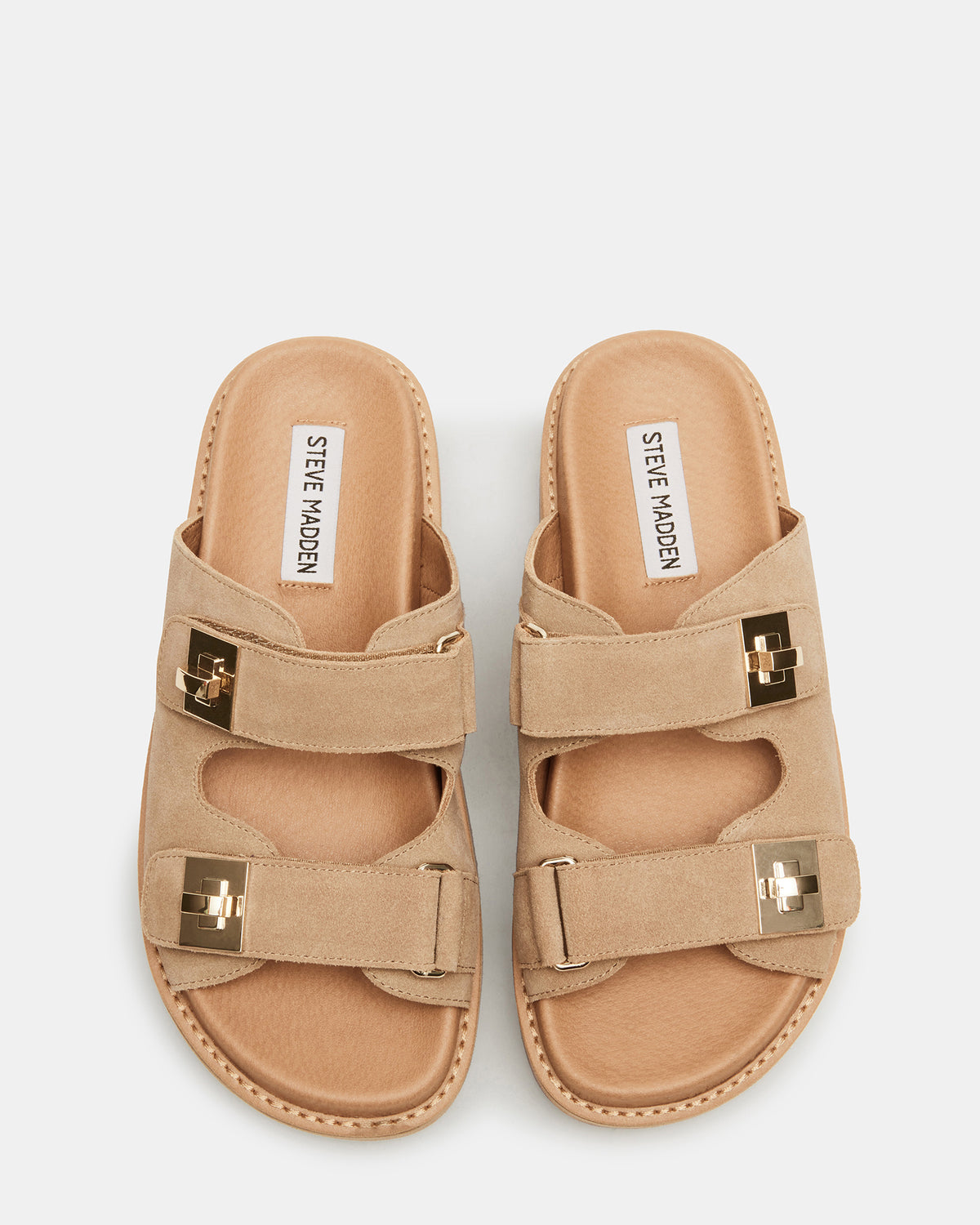 Steve Madden BIGSCHMONA Taupe Suede Women's Platform Slide Sandal