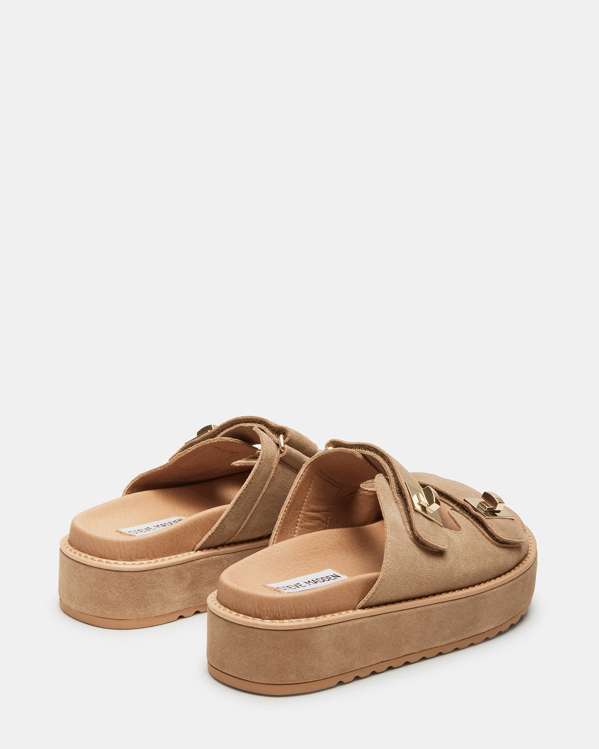 Steve Madden BIGSCHMONA Taupe Suede Women's Platform Slide Sandal
