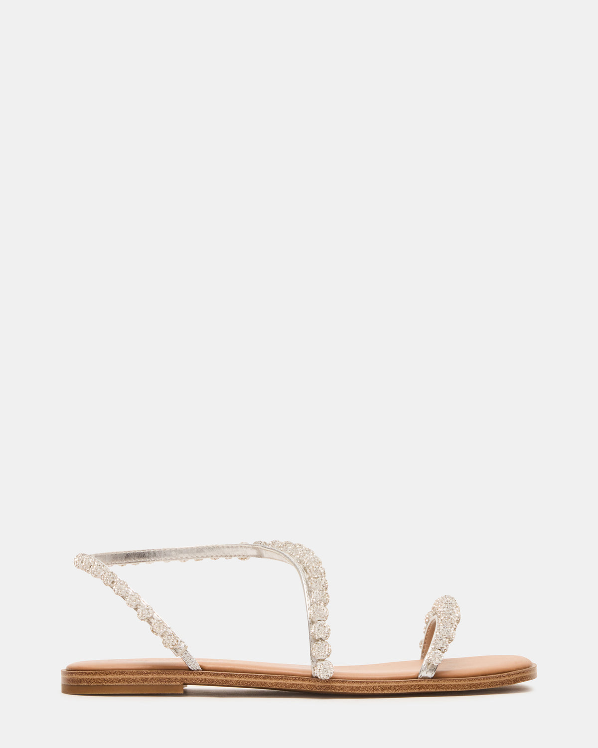 Steve Madden KINDRED Silver Multi Strappy Rhinestone Flat Women's Sandal