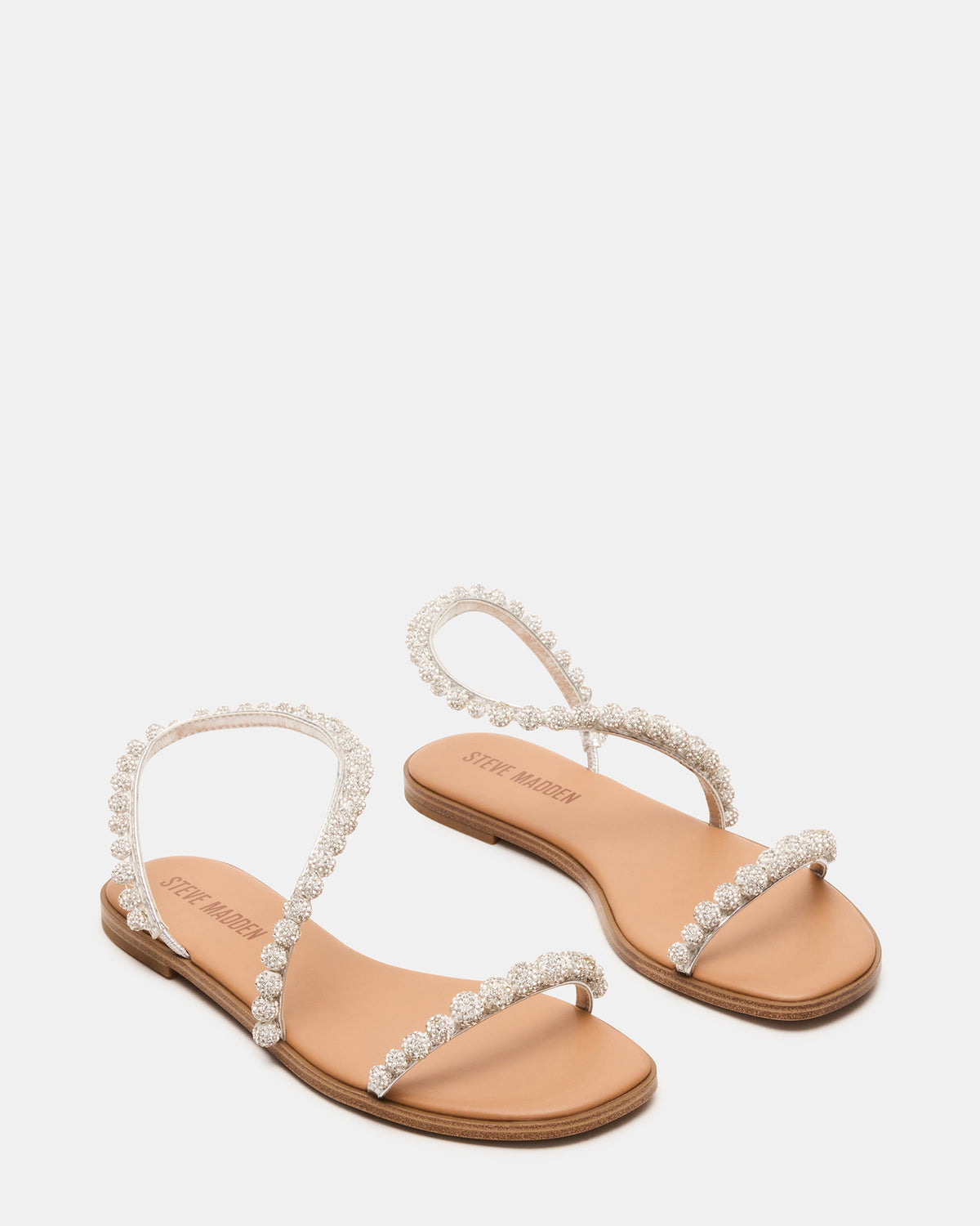 Steve Madden KINDRED Silver Multi Strappy Rhinestone Flat Women's Sandal
