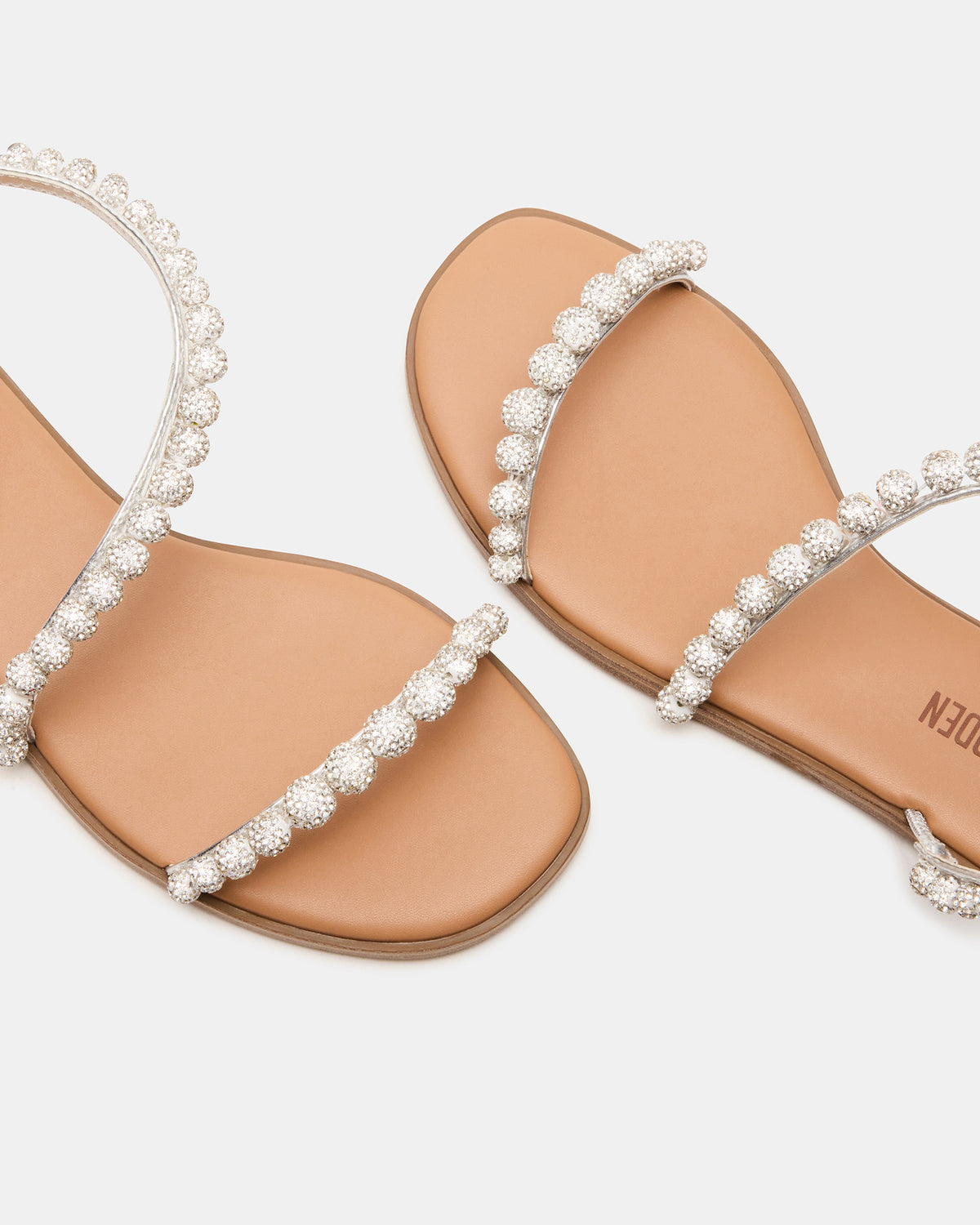 Steve Madden KINDRED Silver Multi Strappy Rhinestone Flat Women's Sandal