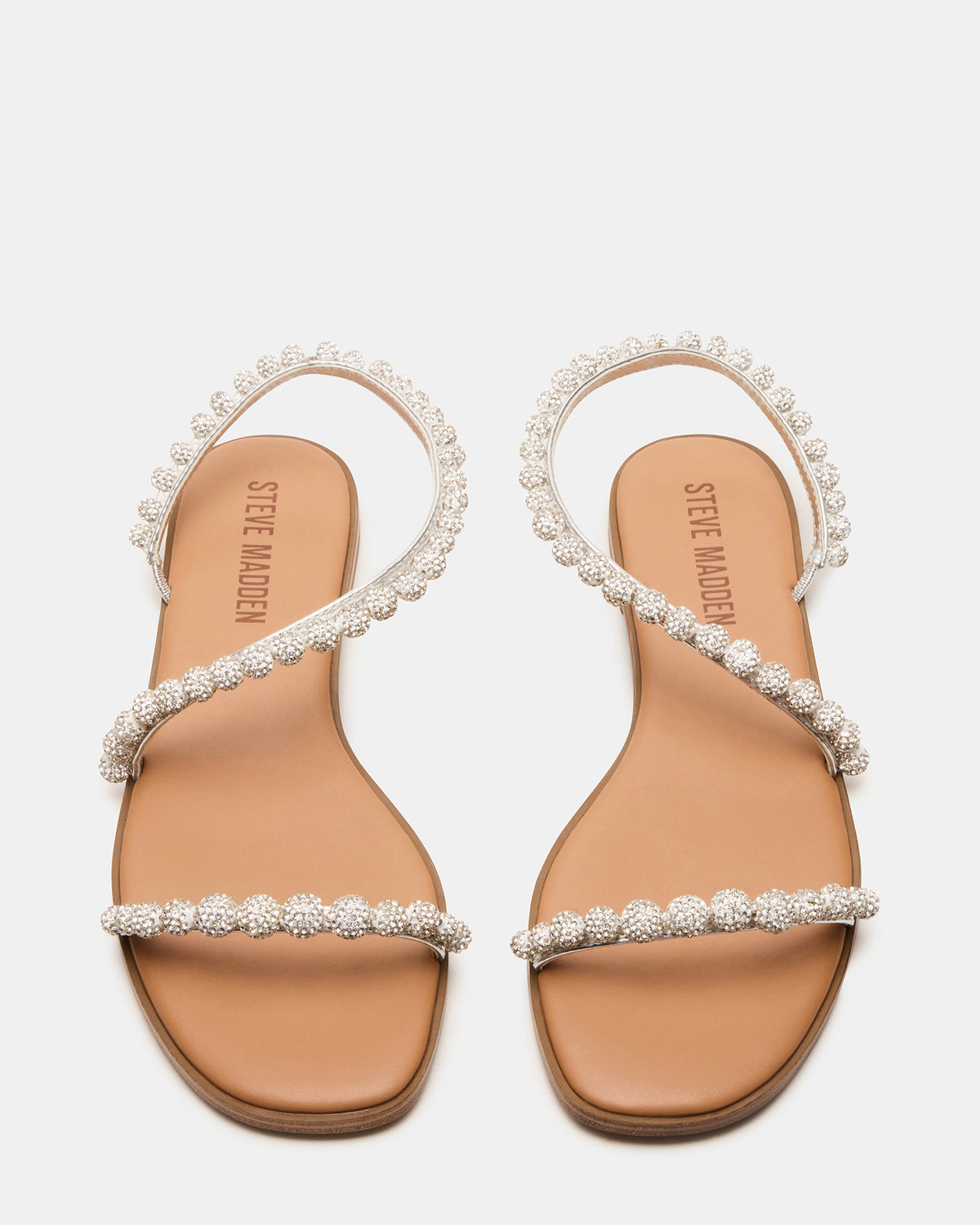 Steve Madden KINDRED Silver Multi Strappy Rhinestone Flat Women's Sandal