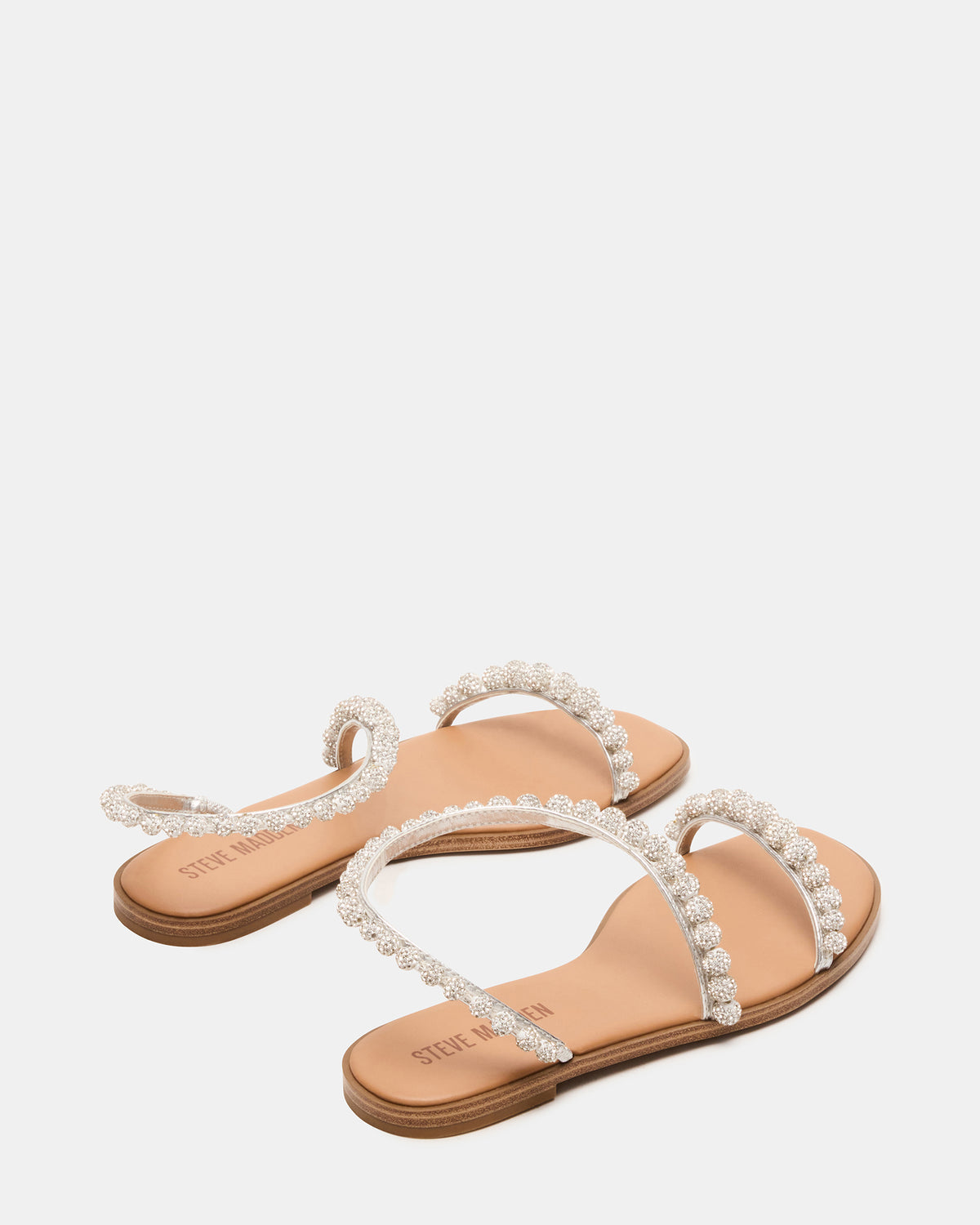 Steve Madden KINDRED Silver Multi Strappy Rhinestone Flat Women's Sandal