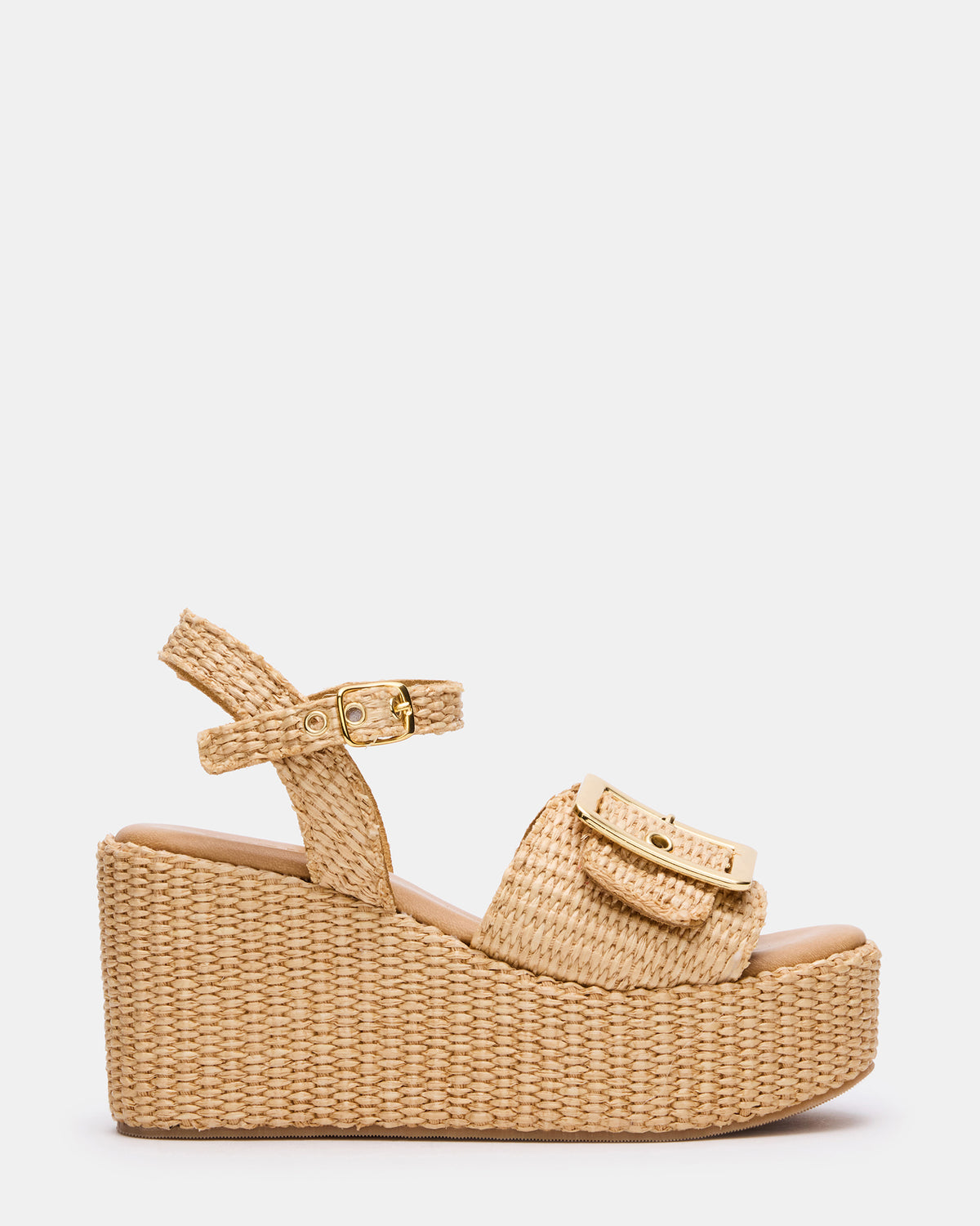 Steve Madden CIDER Natural Raffia Platform Wedge Women's Sandal