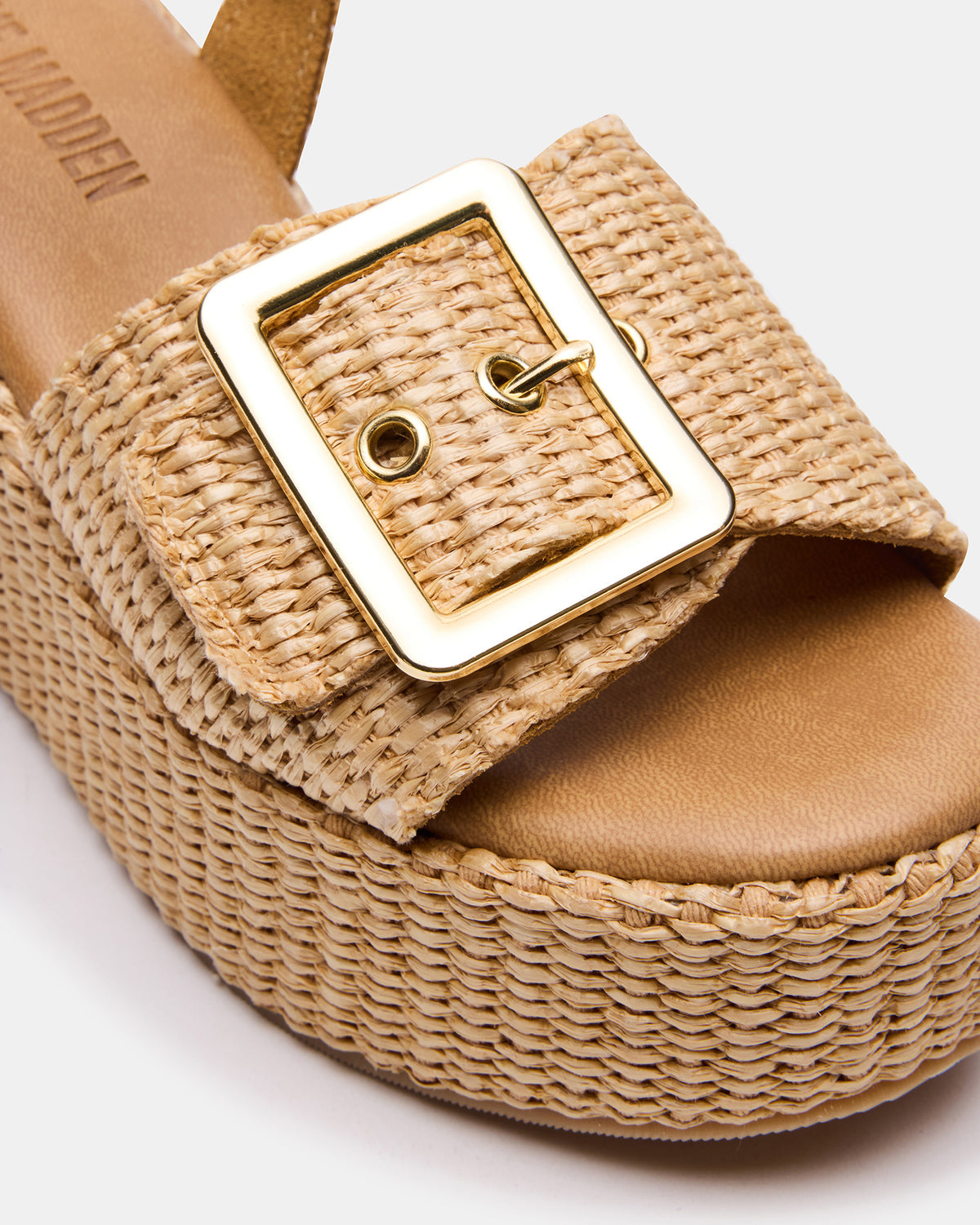 Steve Madden CIDER Natural Raffia Platform Wedge Women's Sandal