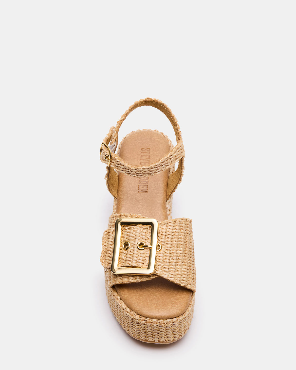 Steve Madden CIDER Natural Raffia Platform Wedge Women's Sandal