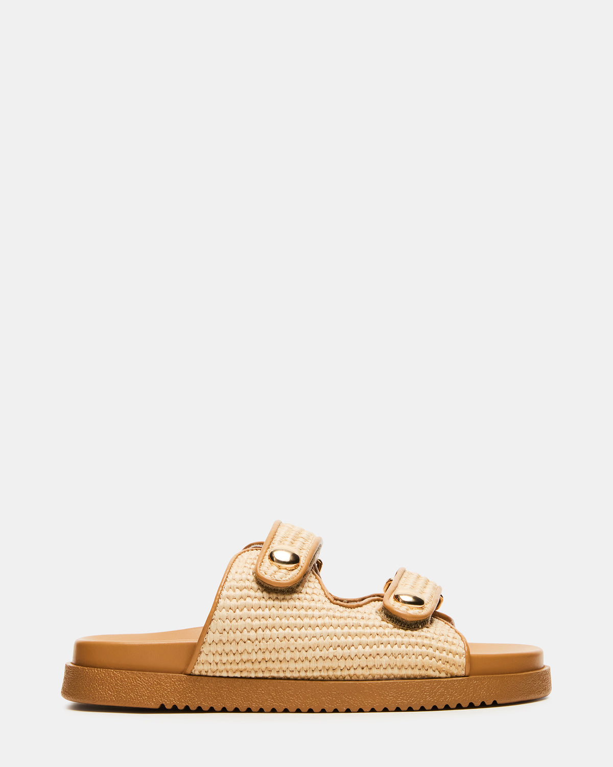 Steve Madden ATHENS Natural Raffia Slide Footbed Flatform Women's Sandal