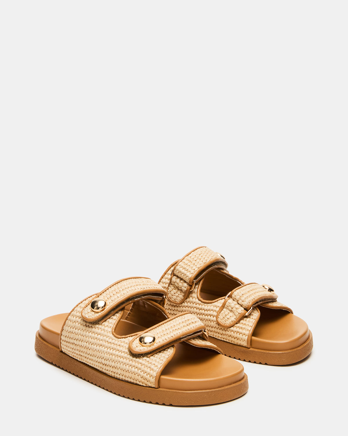 Steve Madden ATHENS Natural Raffia Slide Footbed Flatform Women's Sandal