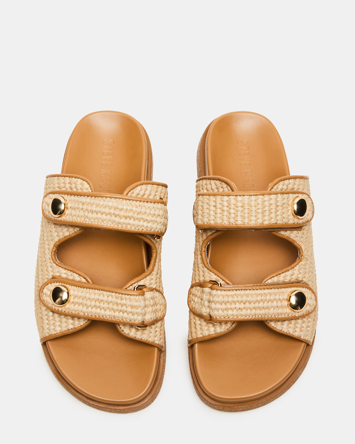 Steve Madden ATHENS Natural Raffia Slide Footbed Flatform Women's Sandal