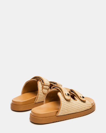 Steve Madden ATHENS Natural Raffia Slide Footbed Flatform Women's Sandal