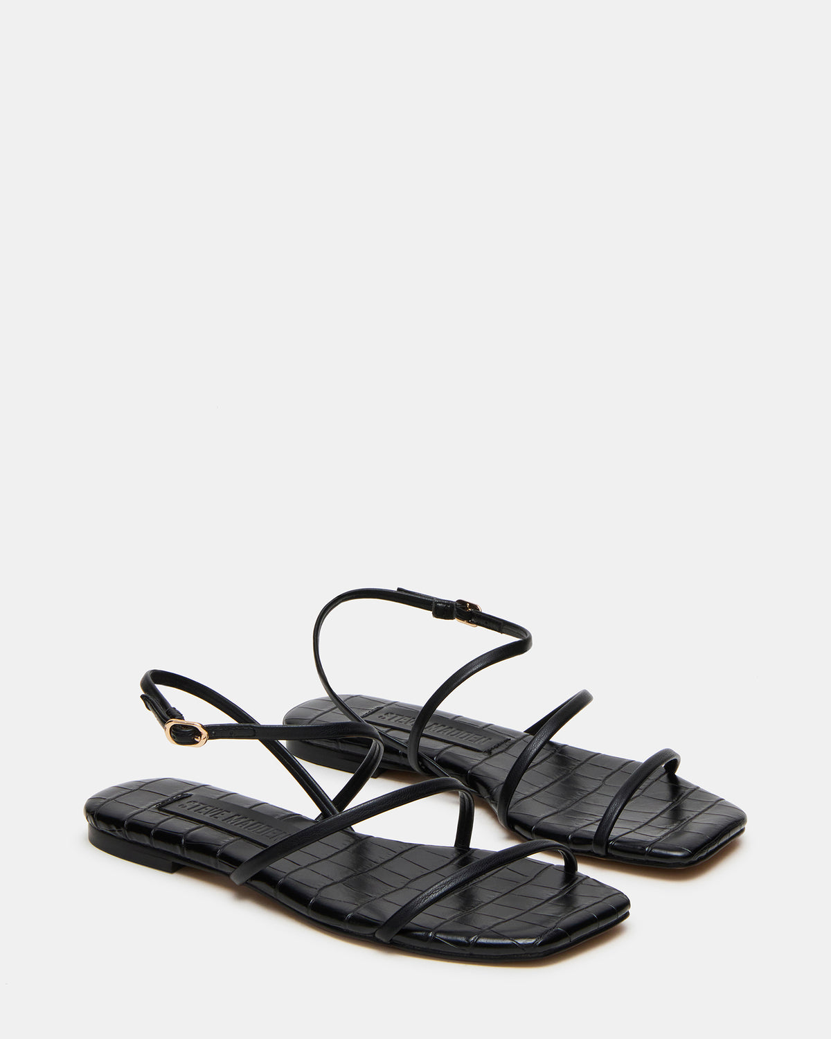 Steve Madden TANGO Black Square-Toe Strappy Women's Sandal