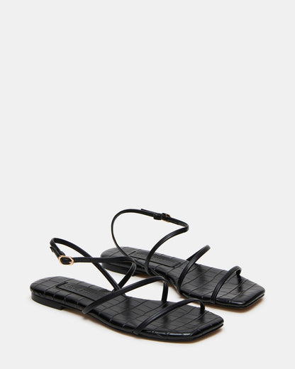 Steve Madden TANGO Black Square-Toe Strappy Women's Sandal