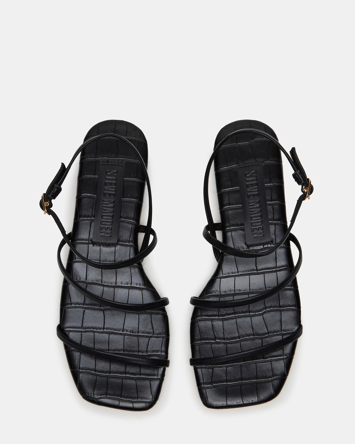 Steve Madden TANGO Black Square-Toe Strappy Women's Sandal