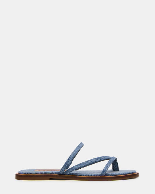 Steve Madden ELLERY Denim Fabric Strappy Thong Slide Women's Sandal