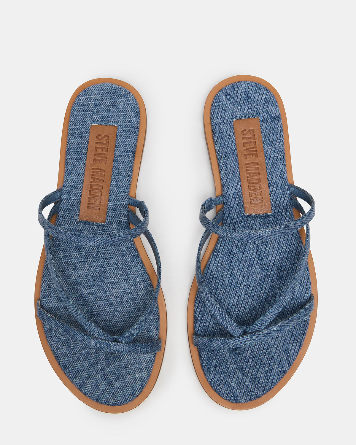 Steve Madden ELLERY Denim Fabric Strappy Thong Slide Women's Sandal