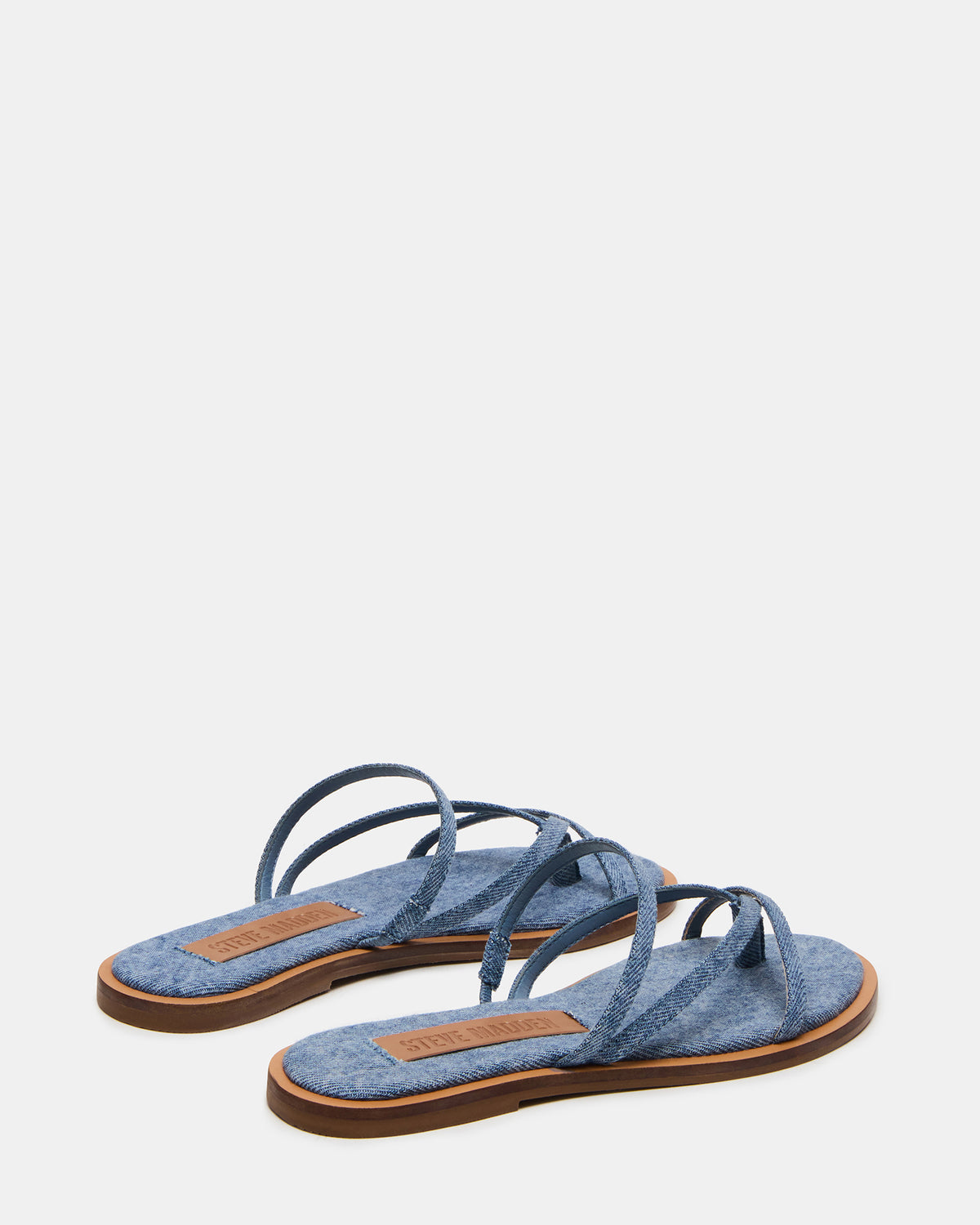 Steve Madden ELLERY Denim Fabric Strappy Thong Slide Women's Sandal